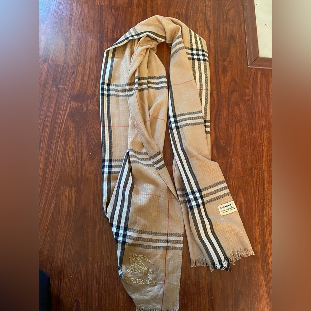 Burberry Beige and Black Silk Scarf
